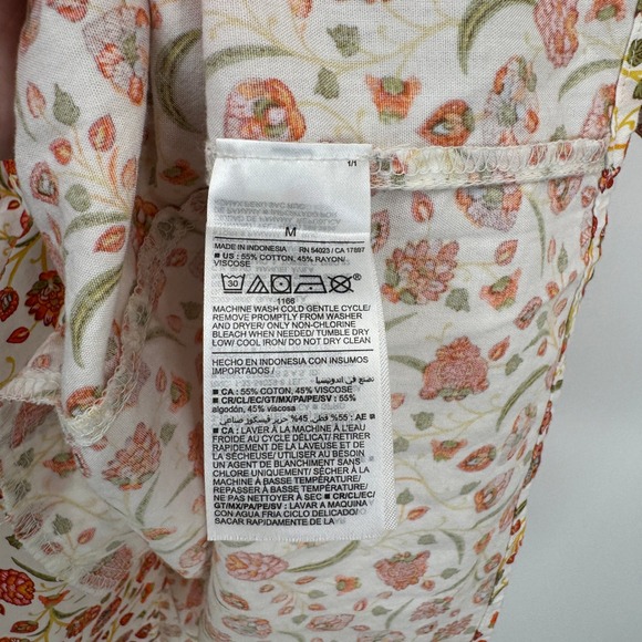 Old Navy Babydoll Dress Womens Medium Whimsical Floral White Orange NEW - Picture 7 of 14
